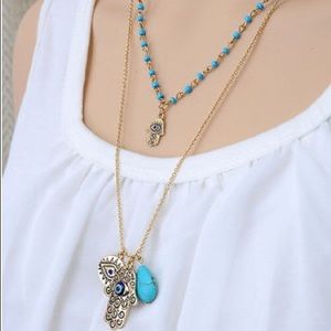 Hamsa Evil Eye Layered Necklace